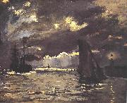 Claude Monet A Seascape, Shipping by Moonlight France oil painting artist